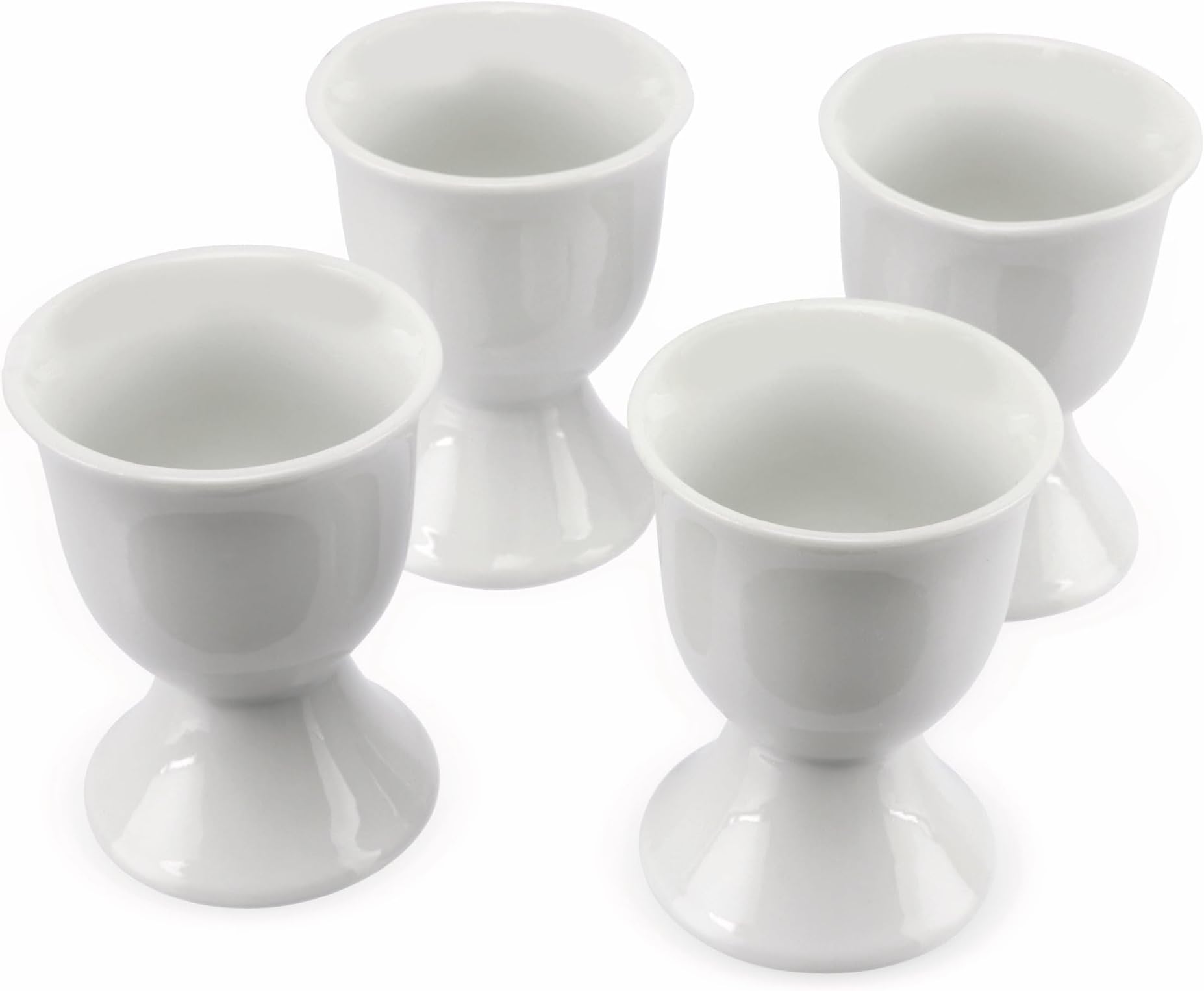 White Porcelain Ceramic Boiled Egg Cup Serving Set Of 4