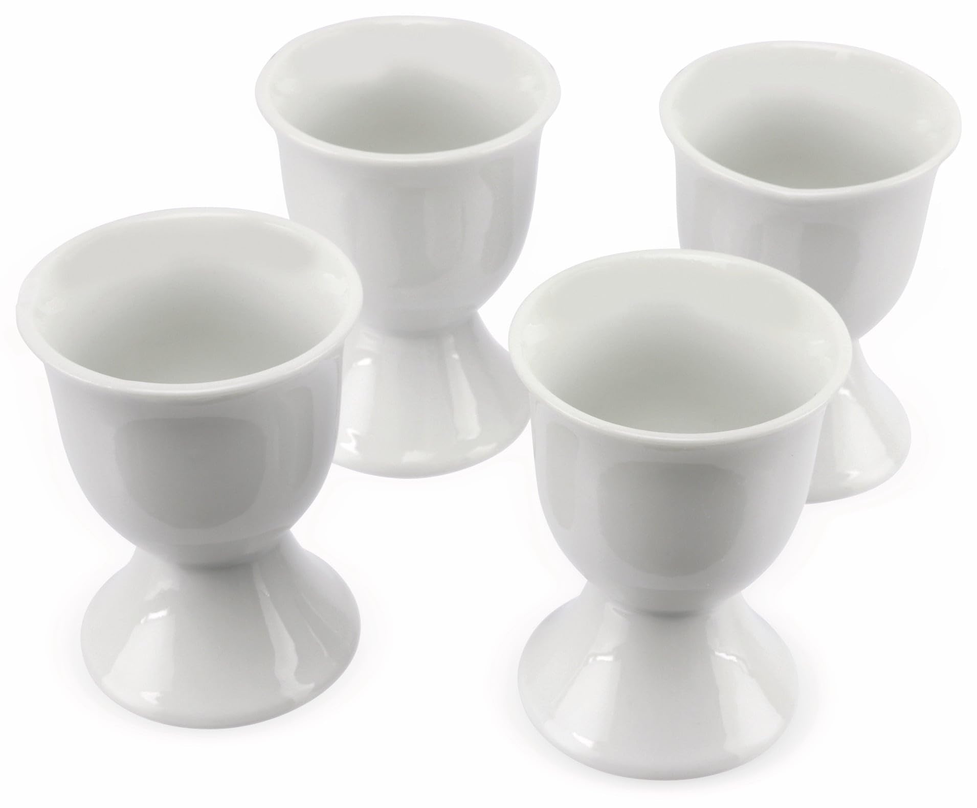 White Porcelain Ceramic Boiled Egg Cup Serving Set Of 4
