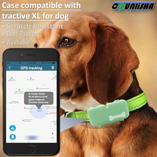 2 Pack Silicone Holder Compatible for Tractive XL GPS Tracker,Durable Accessories Cover Finder Anti-Scratch,Secure Sturdy case with Strap for Dog Pet Collar (Black,Green) - Image 2