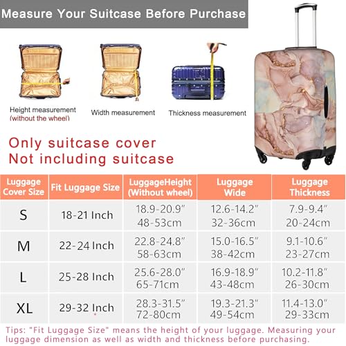 Pink Gold Marble Luggage Cover Elastic Washable Stretch Suitcase Protector Anti-Scratch Travel Suitcase Cover for Kid and Adult L (25-28 inch suitcase)2