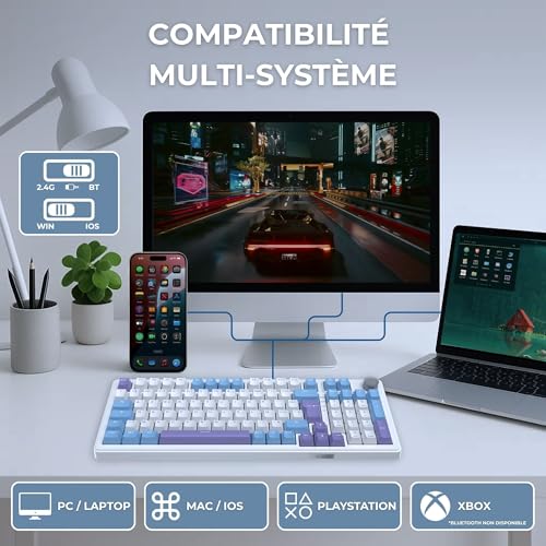 The G-Lab KEYZ Elite 400 WB - Tastiera Gamer Wireless Tri Mode 2.4 Ghz/Bluetooth/cablata - Tastiera meccanica Hot Swap, Switch Prelubrificato, Gasket 5 Strati, RGB+Macro - AZERTY IT - Windows/Mac - Tastiera gaming - Immagine 6