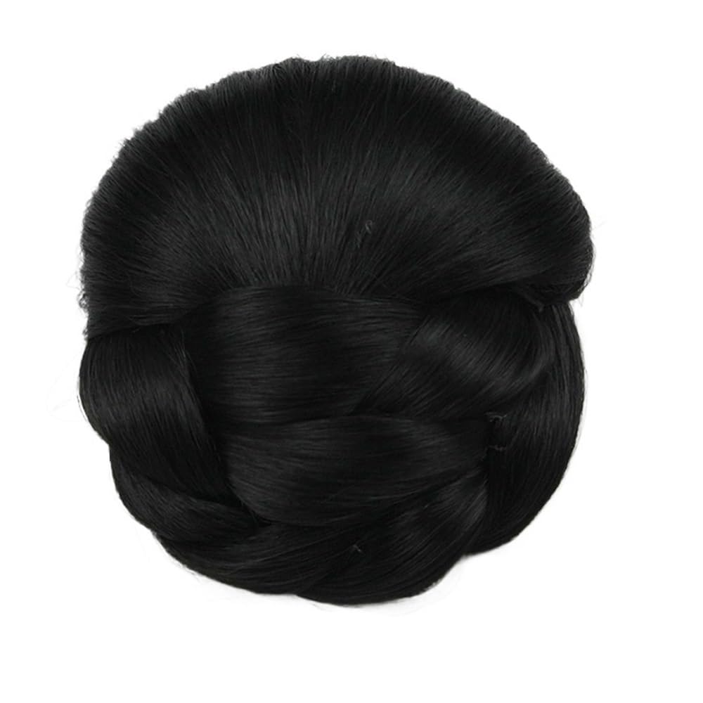 QRSTUVXZY Brown Updo Hairs Piece Clip-In Bun Womens Chignon Hairstyle Hair Extension Black(Black)
