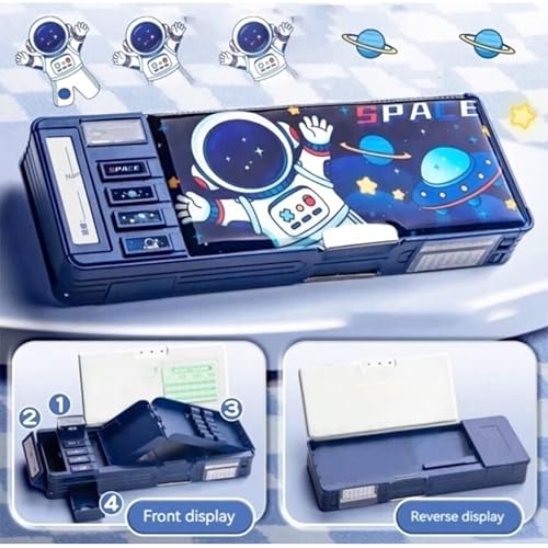 Image of ZAFCO Plastic Astronaut Magnetic Pencil Box for Kids Password Lock Large Capacity Space Theme for Boys and School Going Children Stationaries Organizer Return Gift School Supplies| Pack of 1, Blue