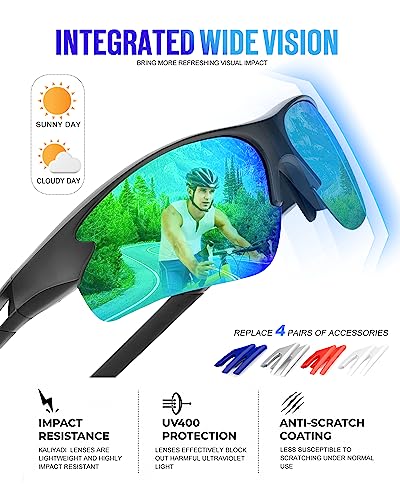 Image of KALIYADI Sports Sunglasses for Men, Polarized Sun Glasses for Men Women Youth Baseball Softball with UV Protection