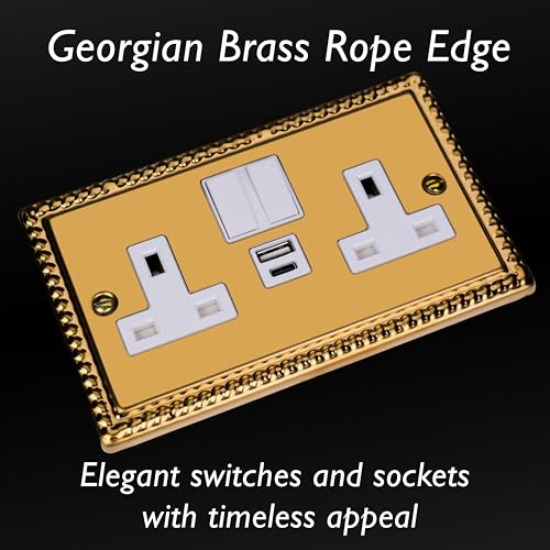 Double prise laiton géorgien Varilight classique connectée USB A C - 3