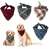 Dadabig 4 Stück Bandana für Hund, Haustier Bandanas Hundehalstuch Kragen Stilvolle Kariertes Hunde-Halstuch Reversibel Dreieck Lätzchen Welpen Halstuch für Niedlichen Hunde und Katze (Baumwolle)