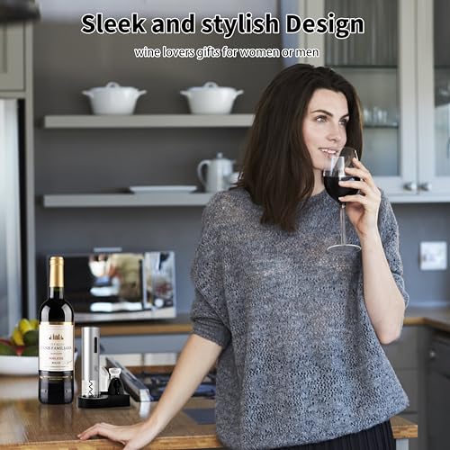 Electric Wine Opener Rechargeable, One-touch Automatic Wine Bottle Corkscrew Opener (Stainless Steel) Set,Ideal Wine Accessories and Wine Gift Sets - Image 6