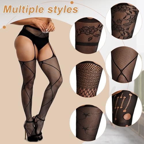 Image of Chalier Fishnet Stockings Lace Tights Thigh High Stockings for Women