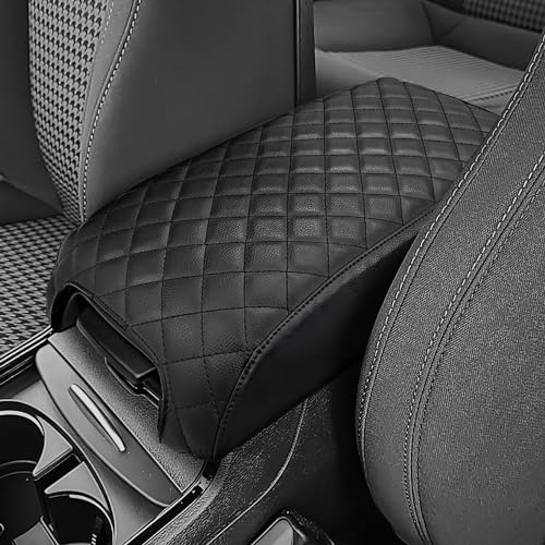 JOYTUTUS Center Console Cover Compatible with 2011-2024 Charger & Chrysler 300 Car Armrest Cover Console Pad Cushion Black Leather Center Console Armrest Cover lid Durable Middle Console Cover