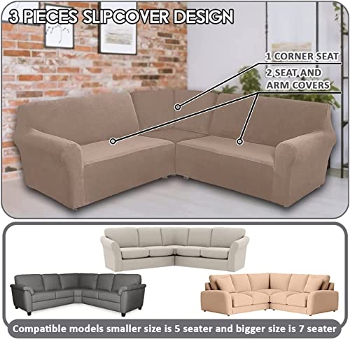 Housse de canapé en L en velours extensible pour rénover un canapé d'angle usé facilement