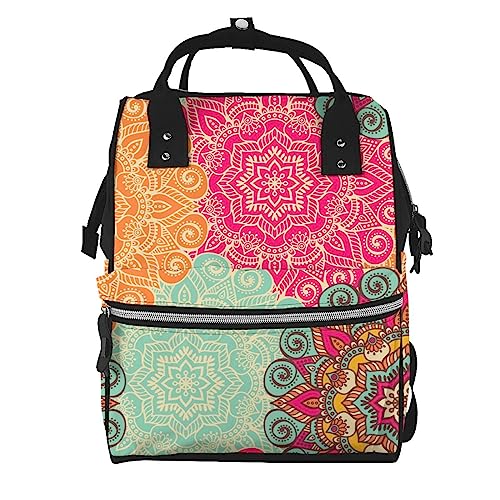 Sac à langer coloré Mandala : sac à dos imperméable pour ranger toutes les affaires de bébé
