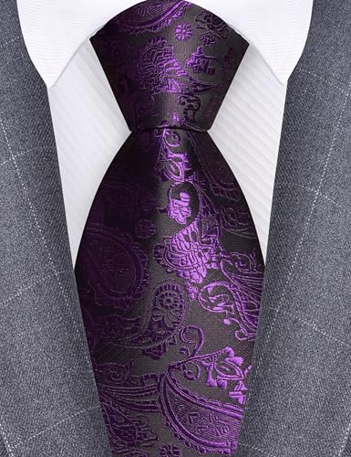 Image of GUSLESON 3.15 inch(8cm) Fashion Paisley Ties Mens Woven Jacquard Necktie for Wedding