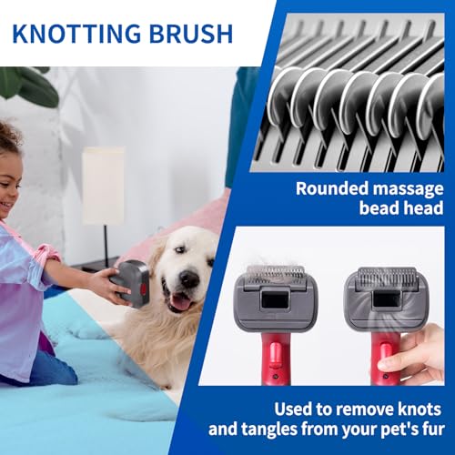 Image of 2-in-1 Pet Grooming Kit Compatible with Dyson V7 V8 V10 V11 V15 Vacuum,Dog Hair Vacuum Attachment Removes Loose Hair, Dander, Undercoat & Tangles Self-Cleaning with Extended Vacuum Hose & Trigger Lock