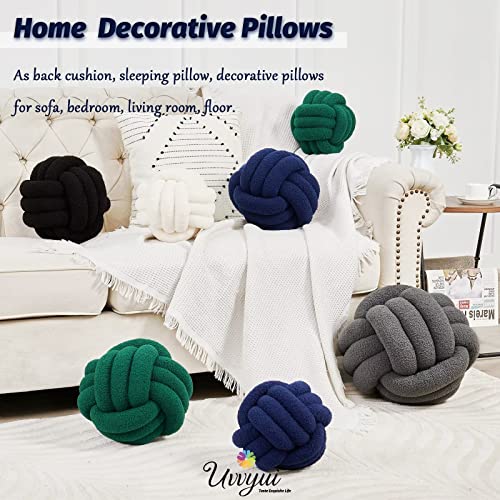 Image of Uvvyui Knot Pillow Ball, Soft Home Decorative Pillows, Round Throw Pillow, Handmade Knotted Plush Pillow, Round Boucle Pillow Cushion (14 Inches Navy)