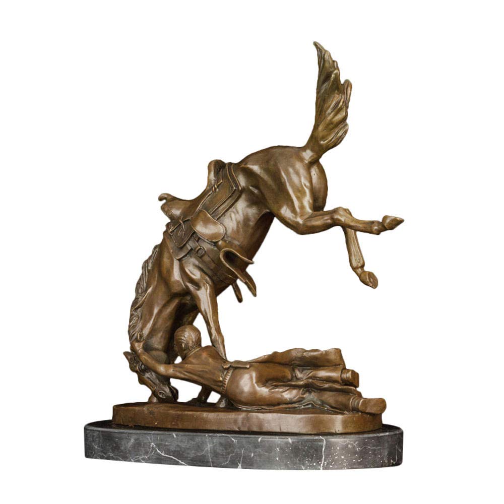 Amazon.co.jp: 彫刻 ブロンズ彫刻アート馬のトレーニング置物の装飾