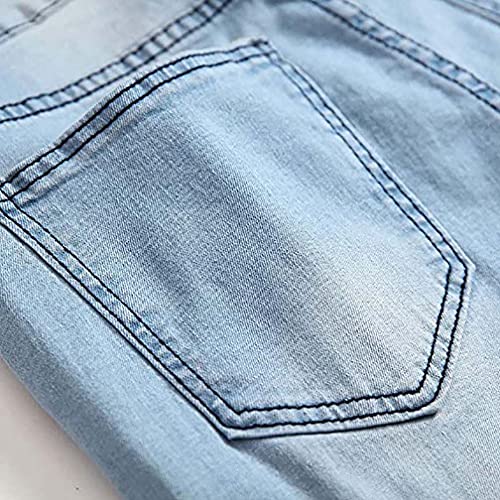 Familyhouse Ripped Jeans Mens Skinny Slim Fit Jeans Stretch Knee Destroyed Distressed Denim Biker Jeans Broken Holes Hip Hop (Blue,XXL)4