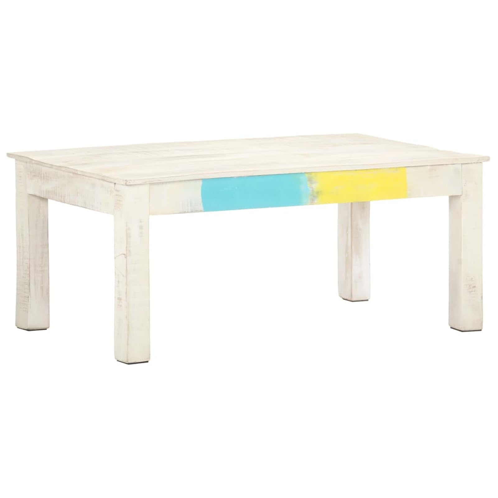 Homgoday Table basse blanche 110 x 60 x 45 cm en manguier massif, table d'appoint, table d'appoint pour salon, salle de réception d'invités, chambre à coucher et mobilier de bureau