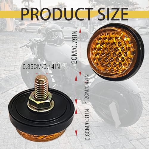 Image of Motorcycle License Plate Bolts and Nuts, 6 Pcs Mini Reflector Tag Screws, M5 Round Reflective Fasteners for Motorcycle License Plate Bracket, Bicycle, Car, and Trailer - Yellow