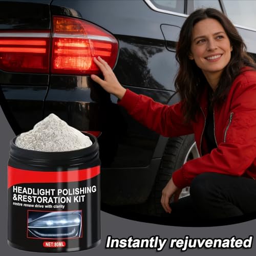 Kit de restauración de faros - Removedor de arañazos 80 ml, polvo de vidrio con fórmula de pulido, eliminación de arañazos con resultados profesionales, listo para el mantenimiento del automóvil, tra - imagen 2
