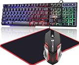 Cakce RGB Gaming Keyboard and Colorful Mouse Combo,USB Wired LED Backlight,Letter Glow,Mechanical Feeling for Laptop PC Computer Game and Work