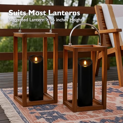 Image of Homemory 4 inchx12 inch Black Flameless Candles, Halloween Candles, Outdoor Waterproof Flameless Candles with Remote and Timers, Gothic, Battery Operated LED Pillar Candles, Won't Melt Plastic, 2Pack