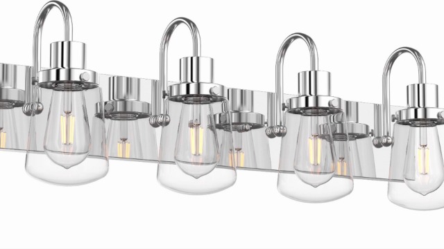 Image of Yaohong Modern Bathroom Lighting Fixtures Chrome Finish, 2-Light Vanity Lights Classic Style Wall Sconce with Clear Glass Shade for Hallway Entryway Kitchen Bedroom