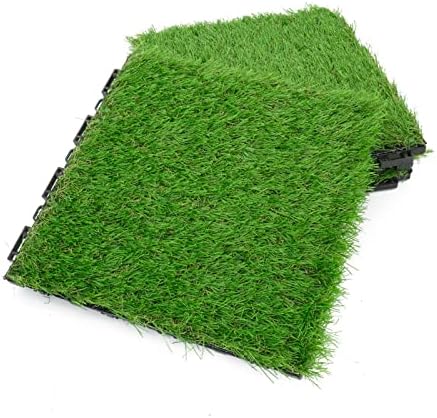 Artificial Grass Turf Tile, Interlocking Grass Rug, 1*1FT, 1.5 Inches Grass Turf Tiles for Outdoor Balcony,Patio,Garden Potty-Pads ,and Indoor Flooring Decor etc （8 Pack）