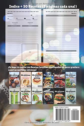 Miniatura 2 de Mis deliciosas Recetas - Edición Burger Libro de recetas para ser completado y personalizado 50 recetas 2 páginas cada una (Spanish Edition)