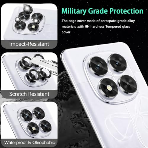 Image of Metal Ring Camera Lens Protector compatible with oppo reno 15 pro mini Scratch-Resistant /3D Anti Shock /Anti-Scratch /Camera Tempered Glass (silver black color) (PACK OF 1)