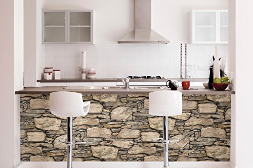 Nuwallpaper Nu2065 Hadrian Stone Wall Peel & Stick Wallpaper, Brown #TOP1