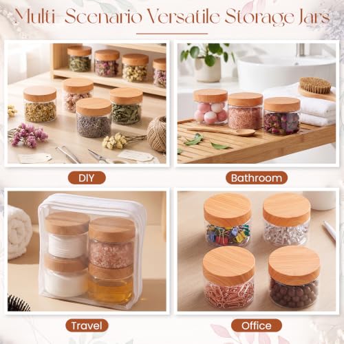 Image of Patelai 4 Pcs Plastic Jars Wide Mouth with Lids,4 Ounce,Wood