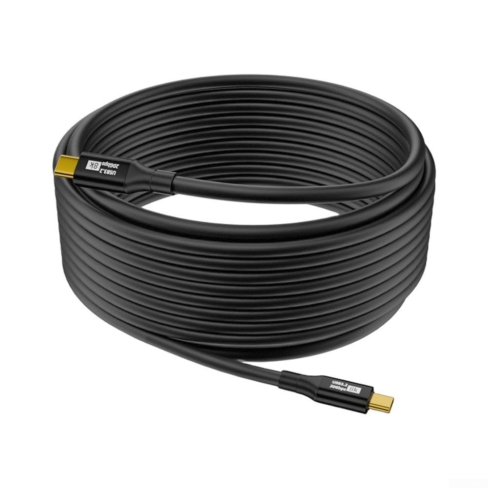 Cavo di ricarica USB C in nylon, 5 m, robusto per telefono cellulare (5 m (due pezzi)) | Ricarica rapida da 100 W, trasferimento dati da 20 Gbps, portata di 5 m, materiale in PVC, nero