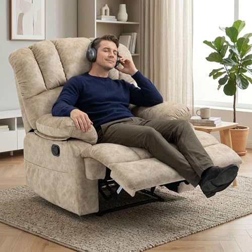 Sillón reclinable tela beige extra ancho miniatura 2