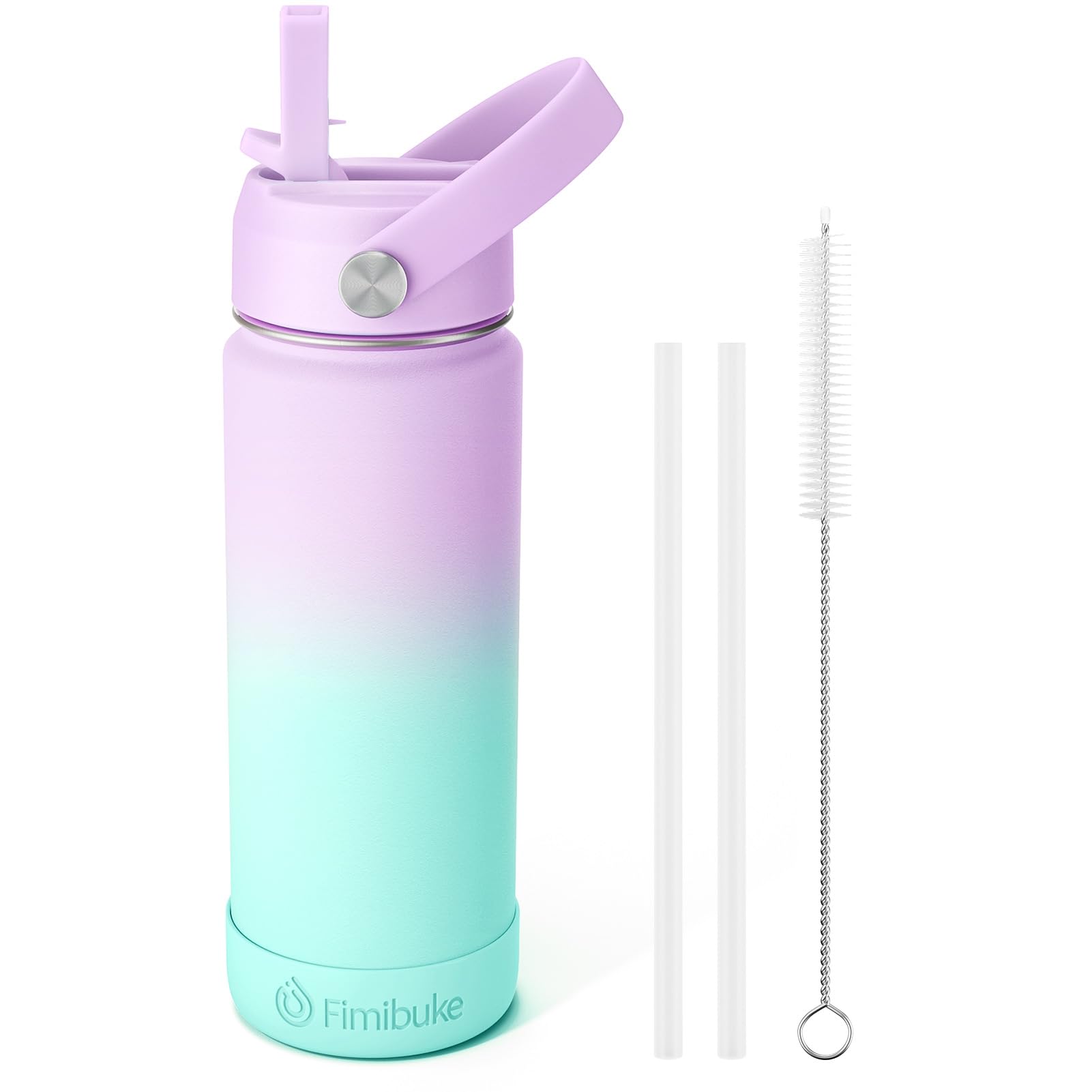 Kids Insulated Water Bottle - 18oz BPA-FREE 18/8 Stainless Steel Kid Cup with Straw Travel Tumbler Leak Proof Double Wall Vacuum Toddler Water Bottle for School Boy Girl (1 Pack,Cotton Candy)