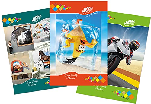 Joy Notebook | UNRULED | Premium | Long Size | 192 pages | Pack of 4