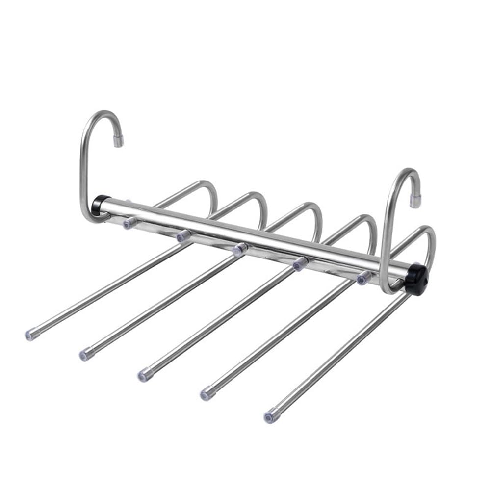 CTRLZS 5 Layers Folding Pants Hangers Stainless Steel Space Saving Clothes Rack Organizer for Wardrobe Jeans Trousers Scarf