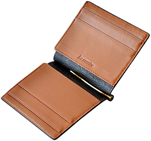 [Le sourire] マネークリップ とにかく薄い ミニマリスト マネークリップ 本革 メンズ ルスリール ブラウン