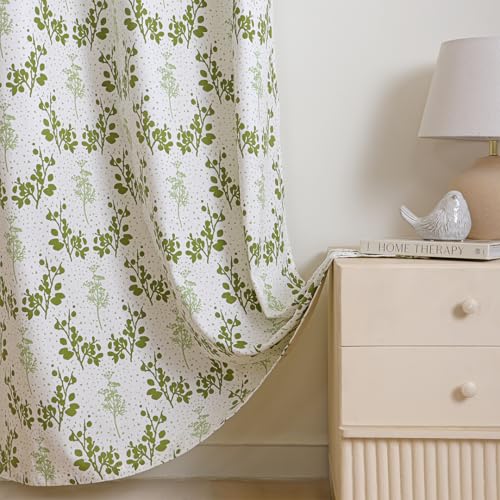 Image of HOMEMONDE Cotton Curtain Window 5 Feet Curtains Set of 2- Floral Printed Room Darkening Curtain with Eyelets - (60 Inches, Botanic Hush)