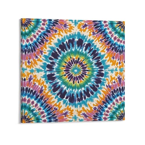 Toile murale abstraite pour salle de bain : cadre moderne tie-dye 40x40 cm