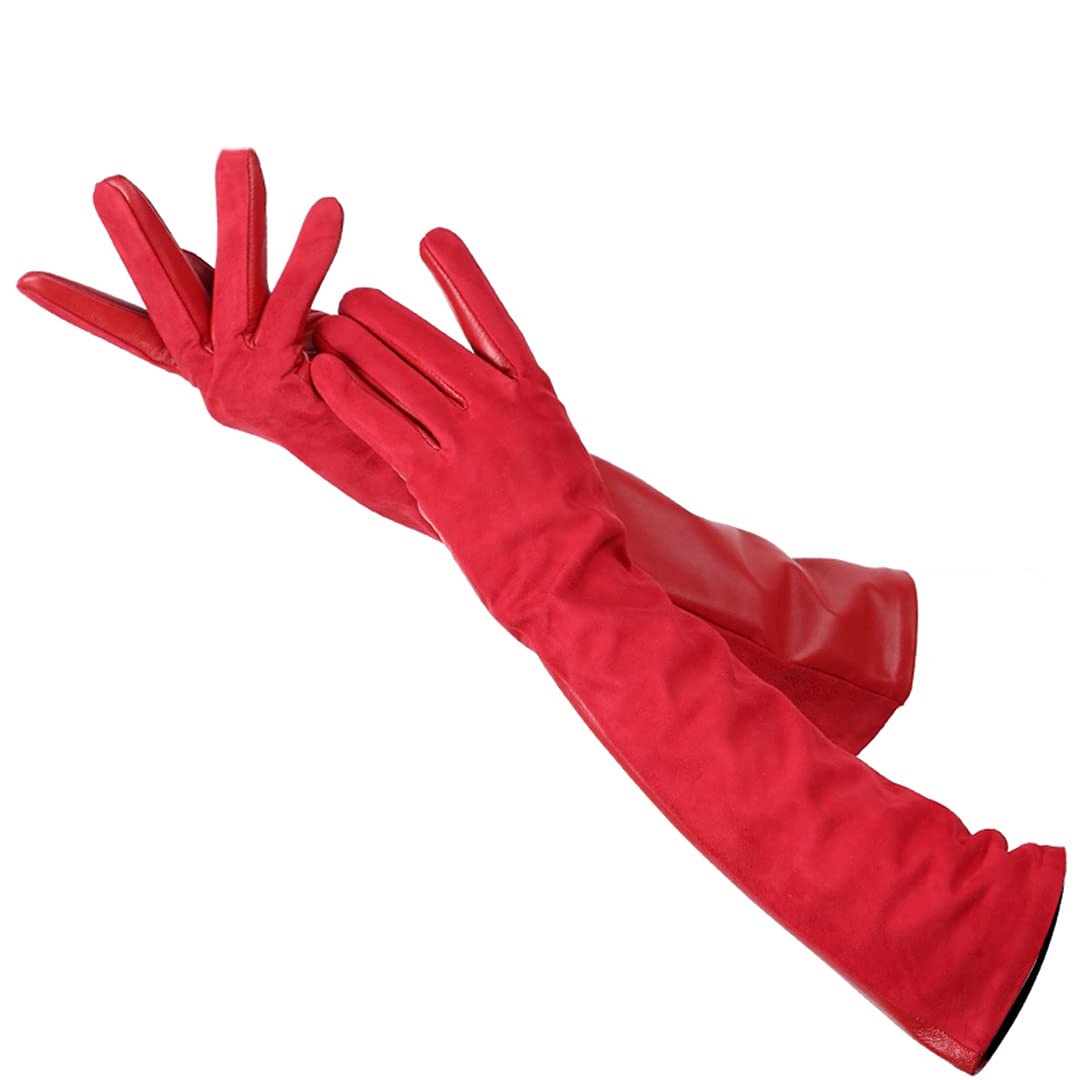 Guanti lunghi in pelle da donna Guanti invernali da guida per climi freddi con fodera in caldo pile