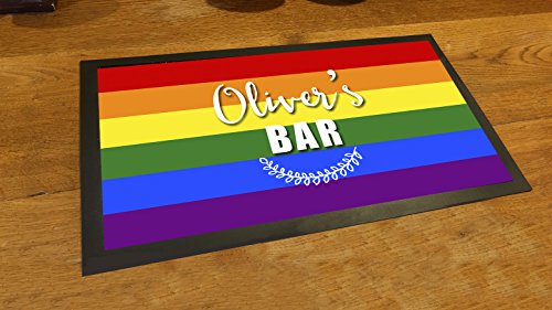 Artylicious Personalised Rainbow Flag Gay Pride bar Pub mat Runner Counter mat
