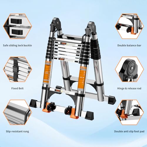Telescoping Ladder A Frame,Telescopic Ladder for Home, Roof, RV - image 3