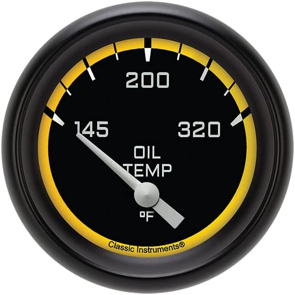 Classic Instruments AX228YBPF AutoCross Yellow 2-5/8" Oil Temperature Gauge