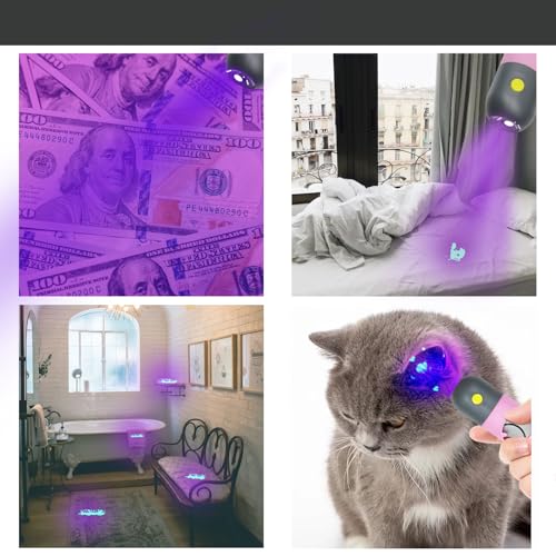 Image of YUCHIYA Dog Poop Bags Holder with UV Flashlight with 1 Roll of Leak-Proof Dog Waste Bags Black Light for for Pet Urine Detector with Built-in LR44 Batteries and Dog Walking Accessories (Pink)