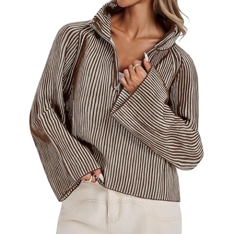 Saodimallsu Striped Half Zip Sweater Cover
