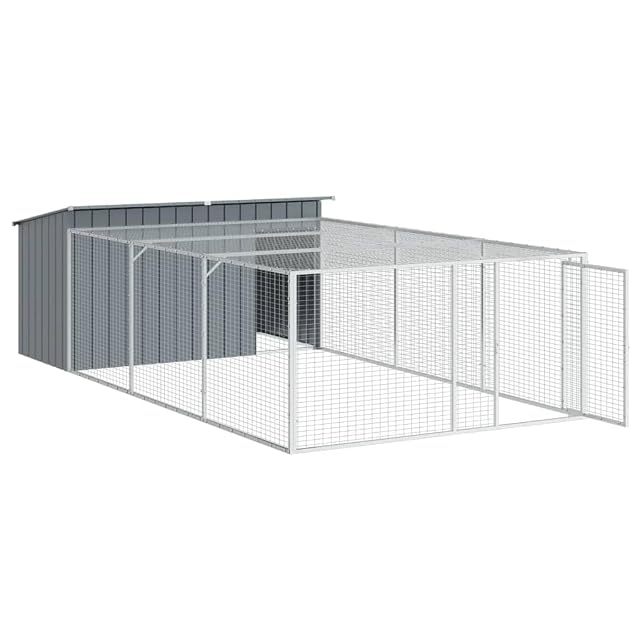 Foto 5 de 7 de vidaXL Caseta Perros con Corral Acero galvanizado Gris 197x396x110 cm