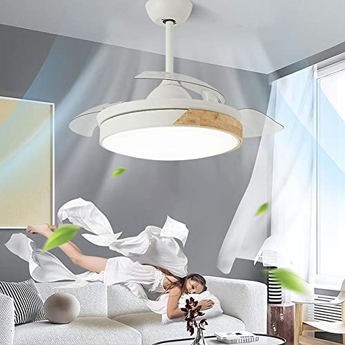 Ventilador de techo con luz LED blanco silencioso para dormir bien 4