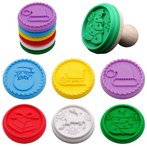 Silicone Christmas Cookie Stamps, Christmas Cookie Cutter for Baking, Party Novelty DIY Baking Gift, Non stick and BPA Free