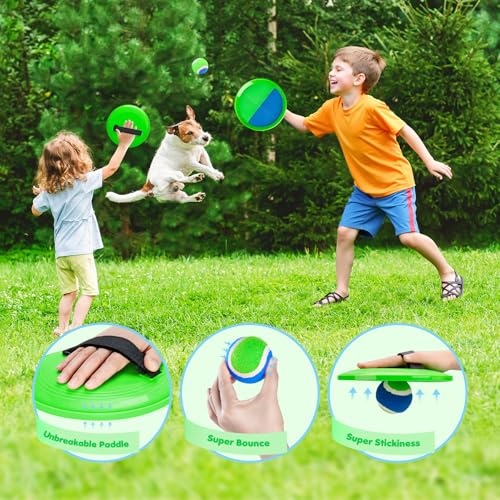 TEILLNET Toss and Catch Ball Set Upgraded - Kids Toys Outdoor Games Baseball Training - Sturdy & Water-Resistant for Beach Pool Yard - Classic Gift for Family Boys Girls 3 4 5 6 7 8 9 10 11 12+ Years - Image 2