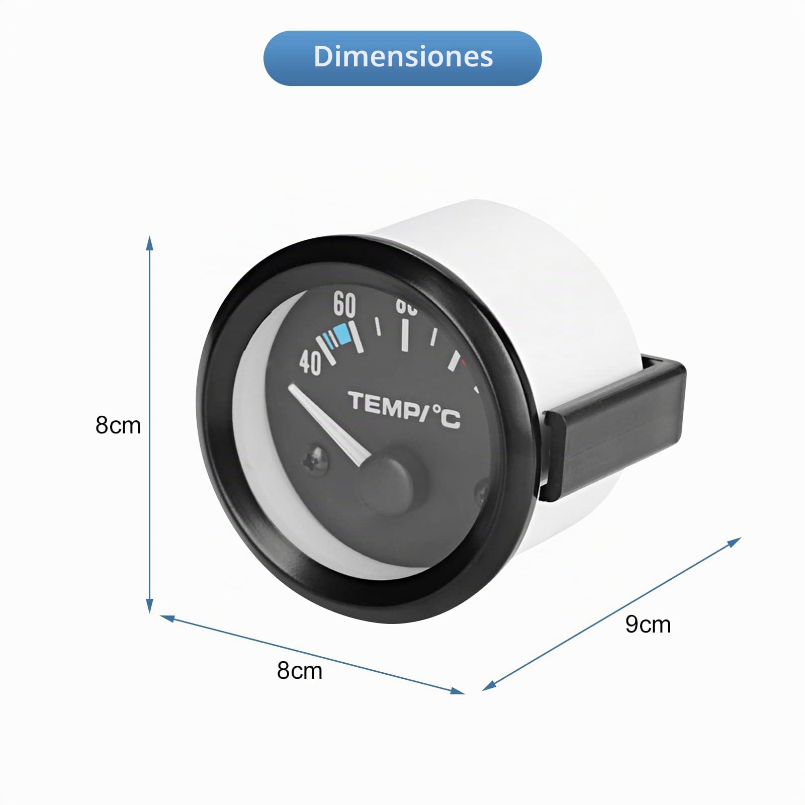 Reloj Temperatura Agua Coche, Medidor de Temperatura de Agua de 2 Pulgadas con Sensor para Coche Universal Auto Racer Truck Tractor, Indicador de Temperatura de Agua del Coche
